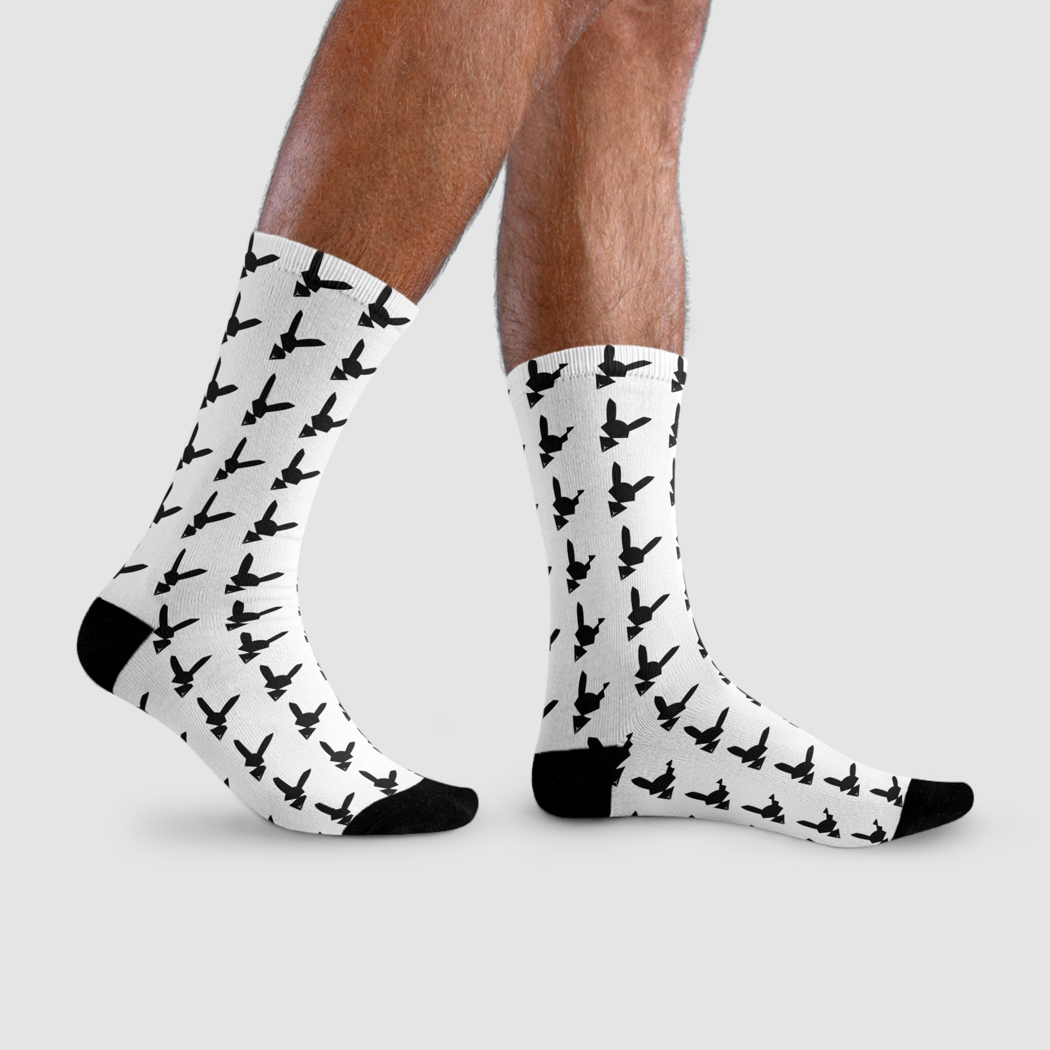 Flagship Logo White Cushioned Crew Socks — Sublimated Cotton Blend Crew Socks