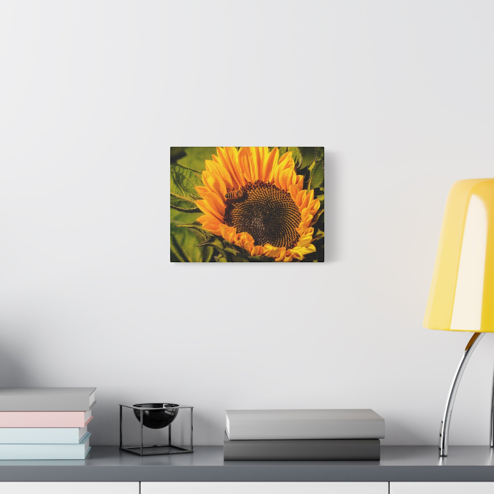 Sunflower & The Bee Canvas Wall Art Matte Stretch