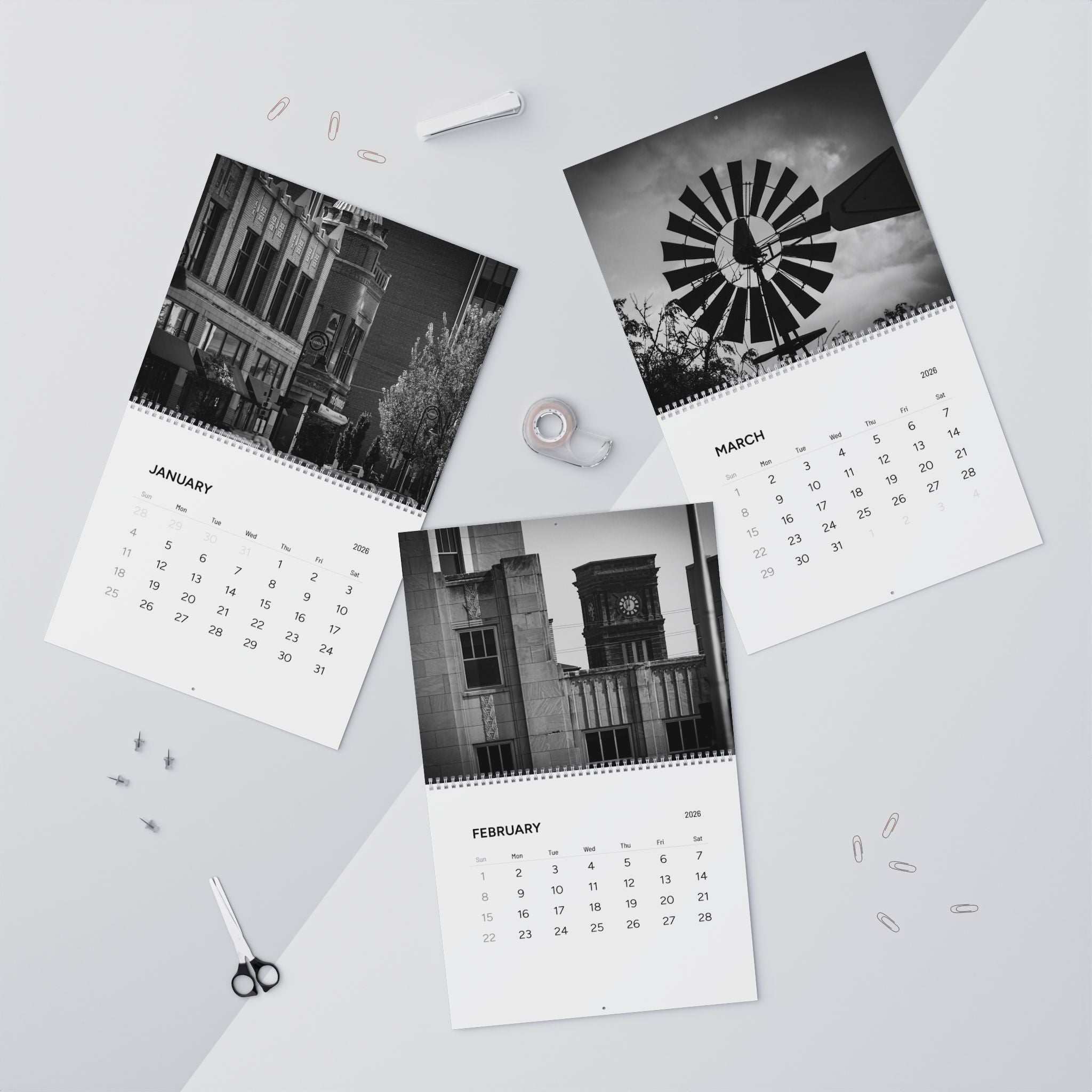 2026 Hometown Noir Wall Calendar — Rockford, IL