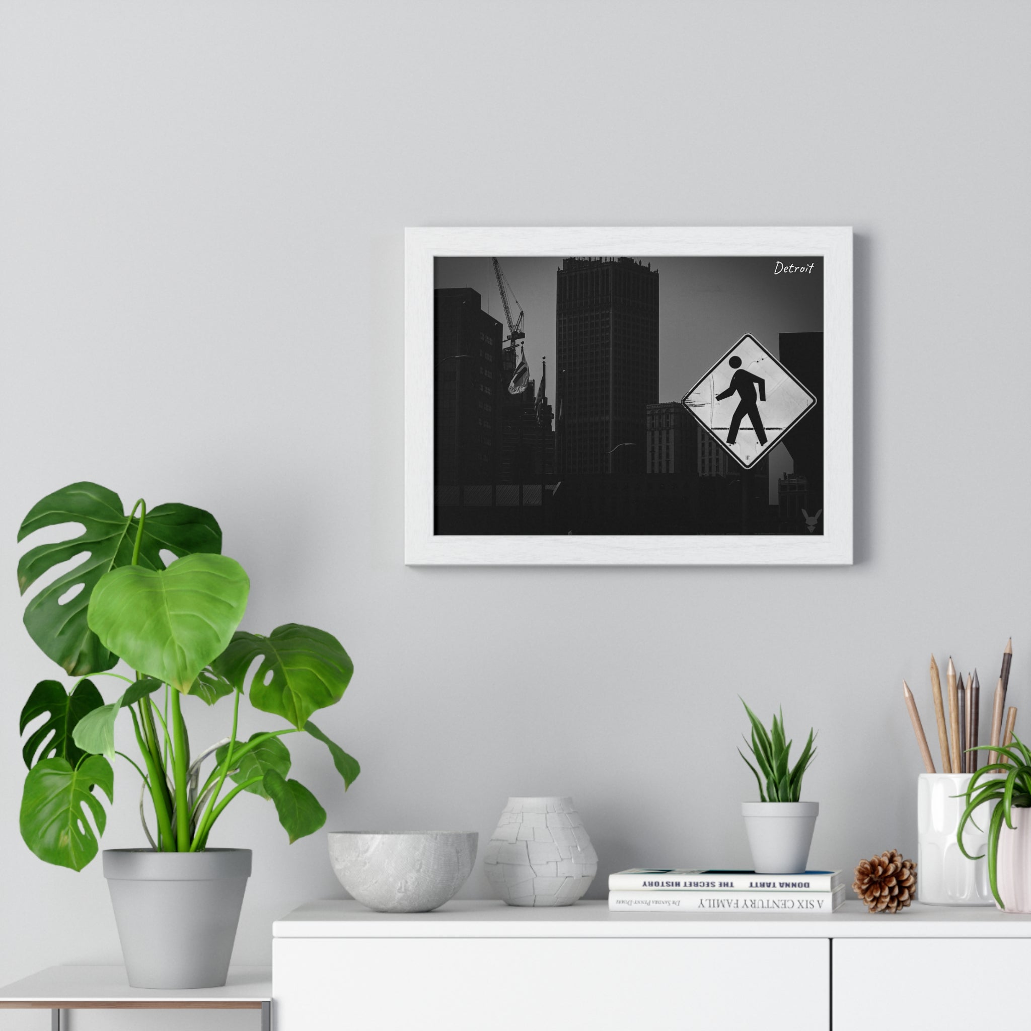Detroit Cityscape Framed Poster — Noir Collection