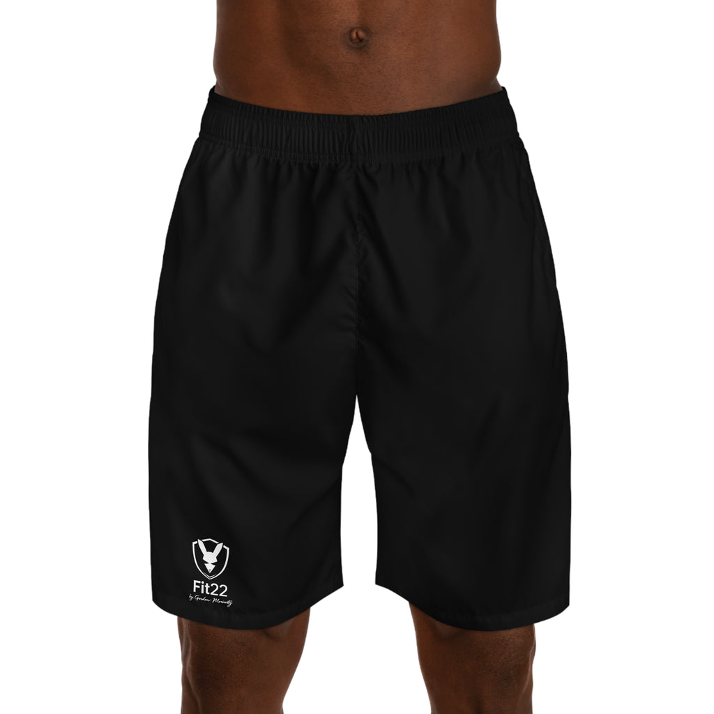 Fit22 Men's Athletic Performance Gym Shorts - Black