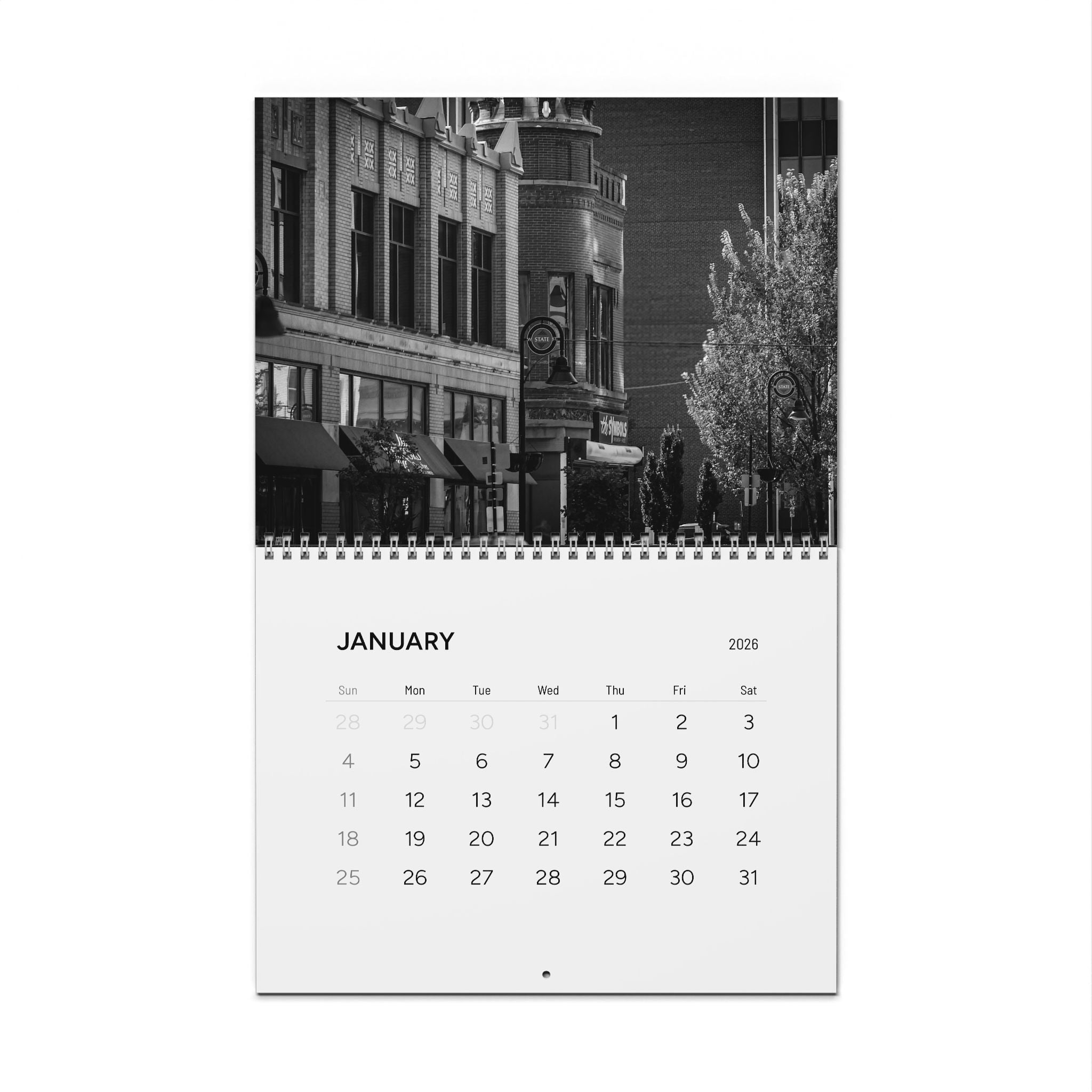 2026 Hometown Noir Wall Calendar — Rockford, IL