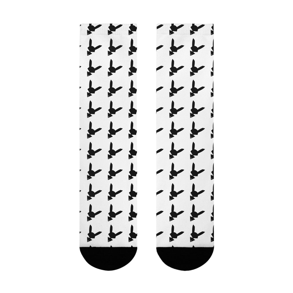 Flagship Logo White Cushioned Crew Socks — Sublimated Cotton Blend Crew Socks