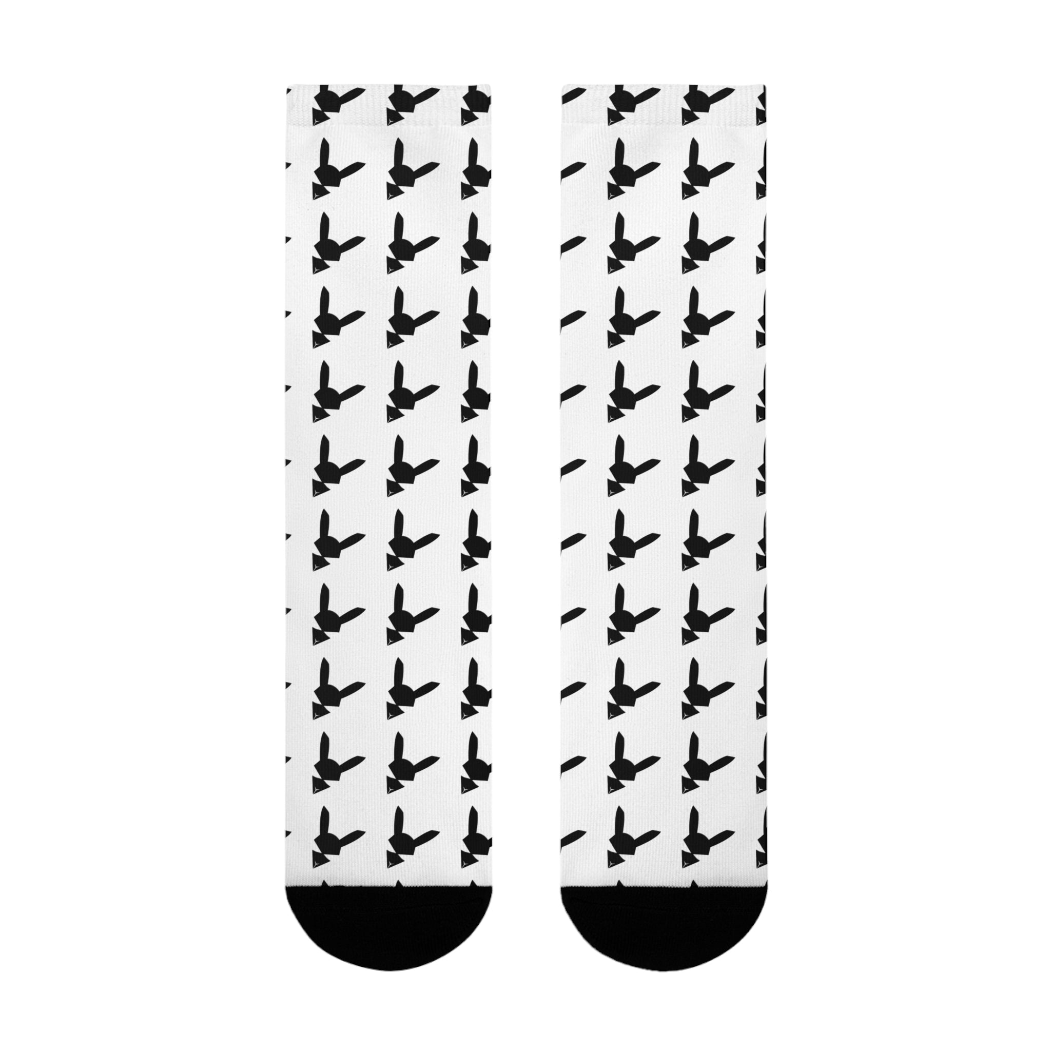 Flagship Logo White Cushioned Crew Socks — Sublimated Cotton Blend Crew Socks