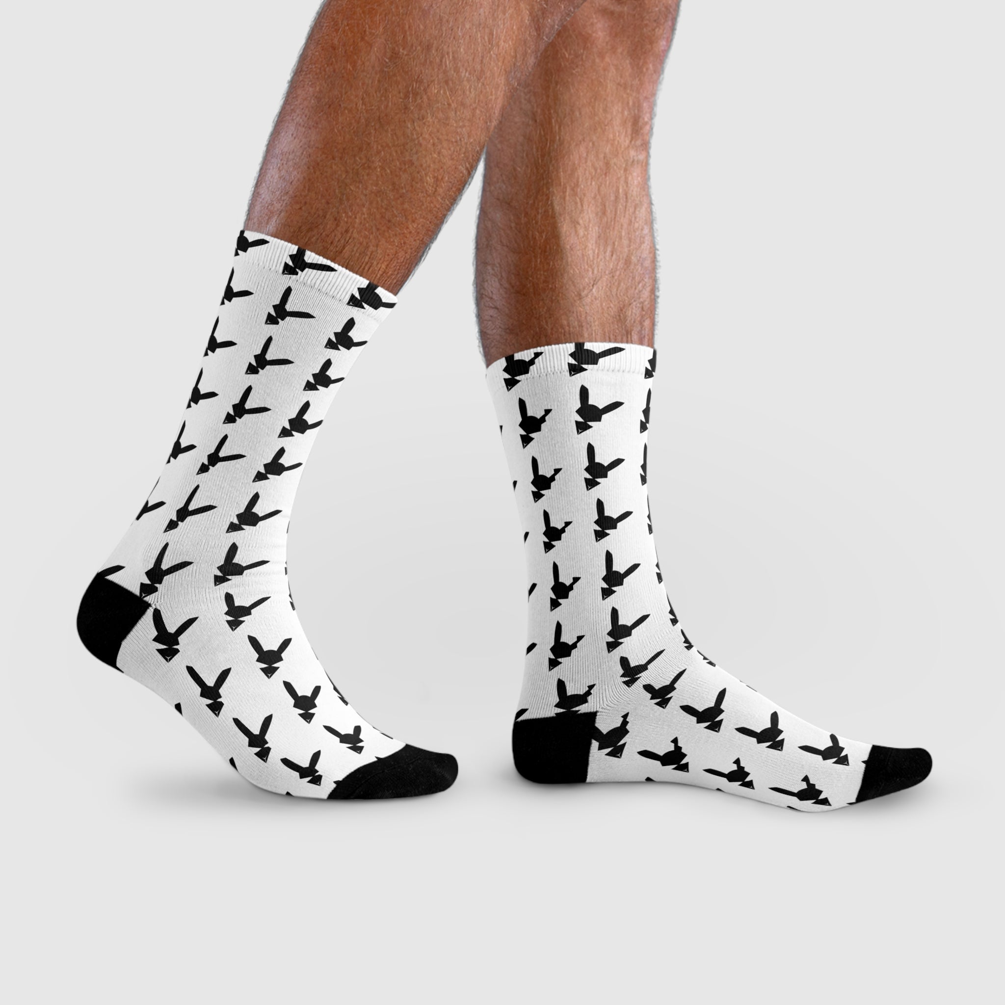 Flagship Logo White Cushioned Crew Socks — Sublimated Cotton Blend Crew Socks