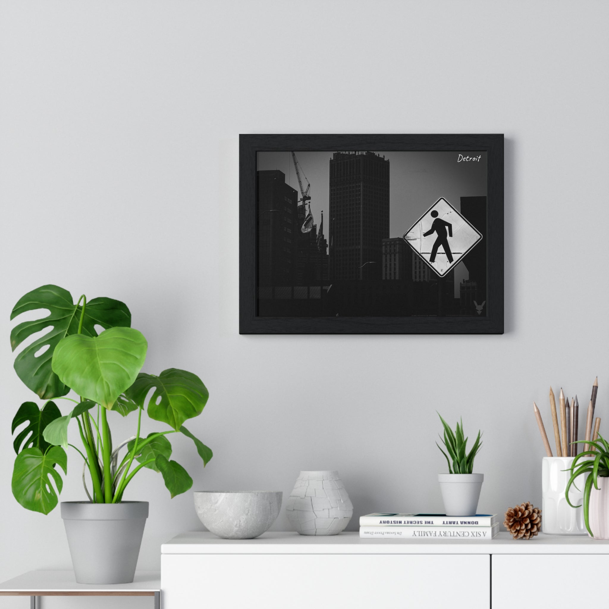 Detroit Cityscape Framed Poster — Noir Collection