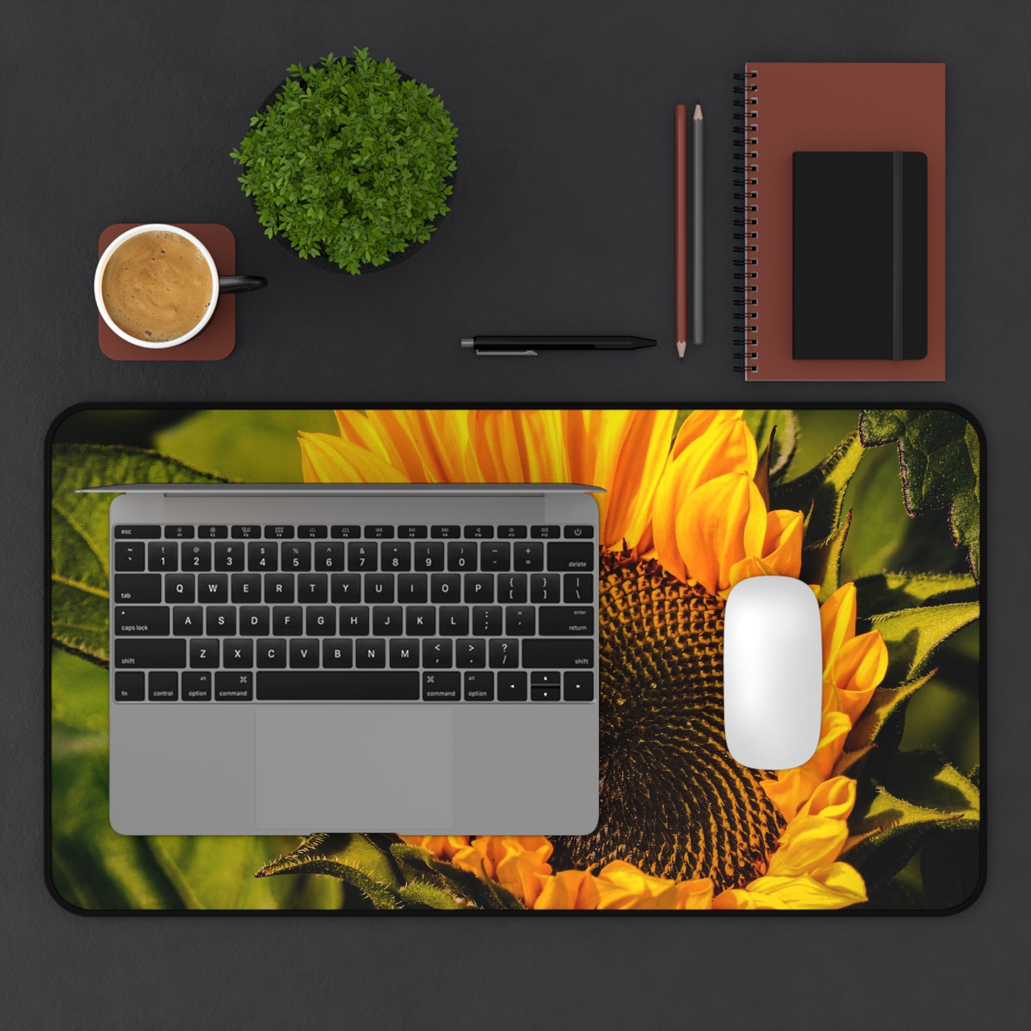 Sunflower & The Bee Desk Mat — Vibrant Botanical Mouse Pad for Home Office