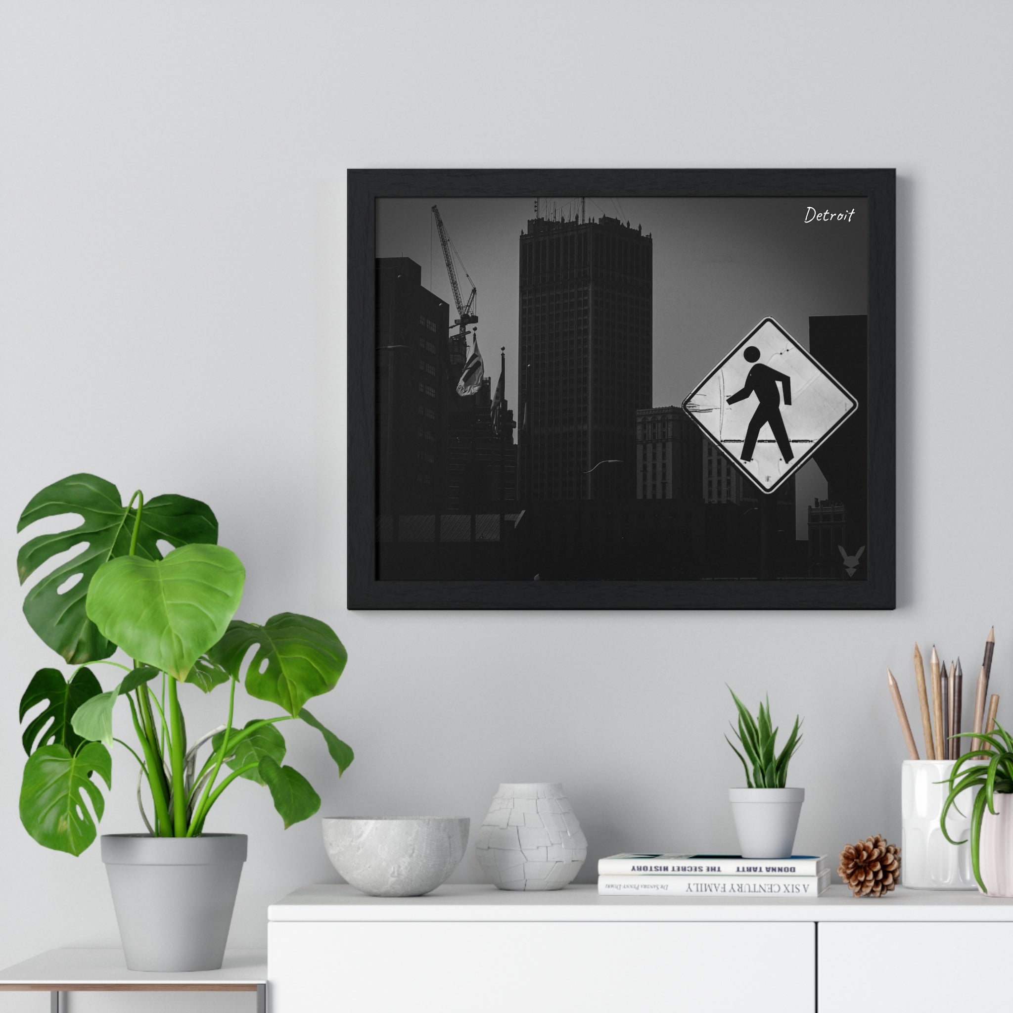 Detroit Cityscape Framed Poster — Noir Collection