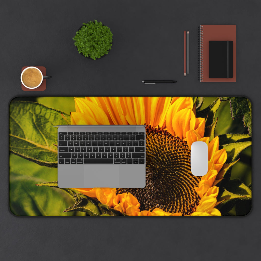 Sunflower & The Bee Desk Mat — Vibrant Botanical Mouse Pad for Home Office