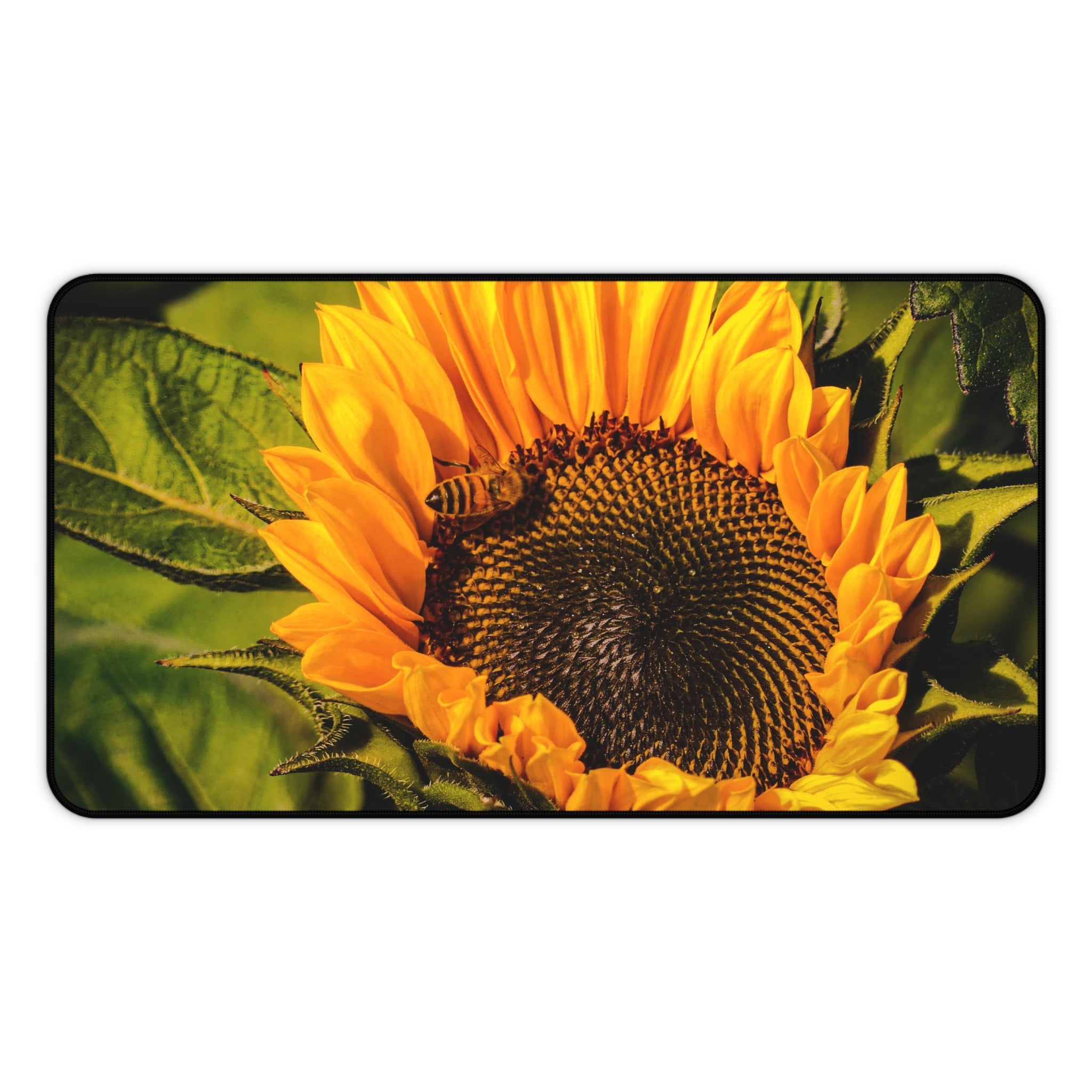 Sunflower & The Bee Desk Mat — Vibrant Botanical Mouse Pad for Home Office