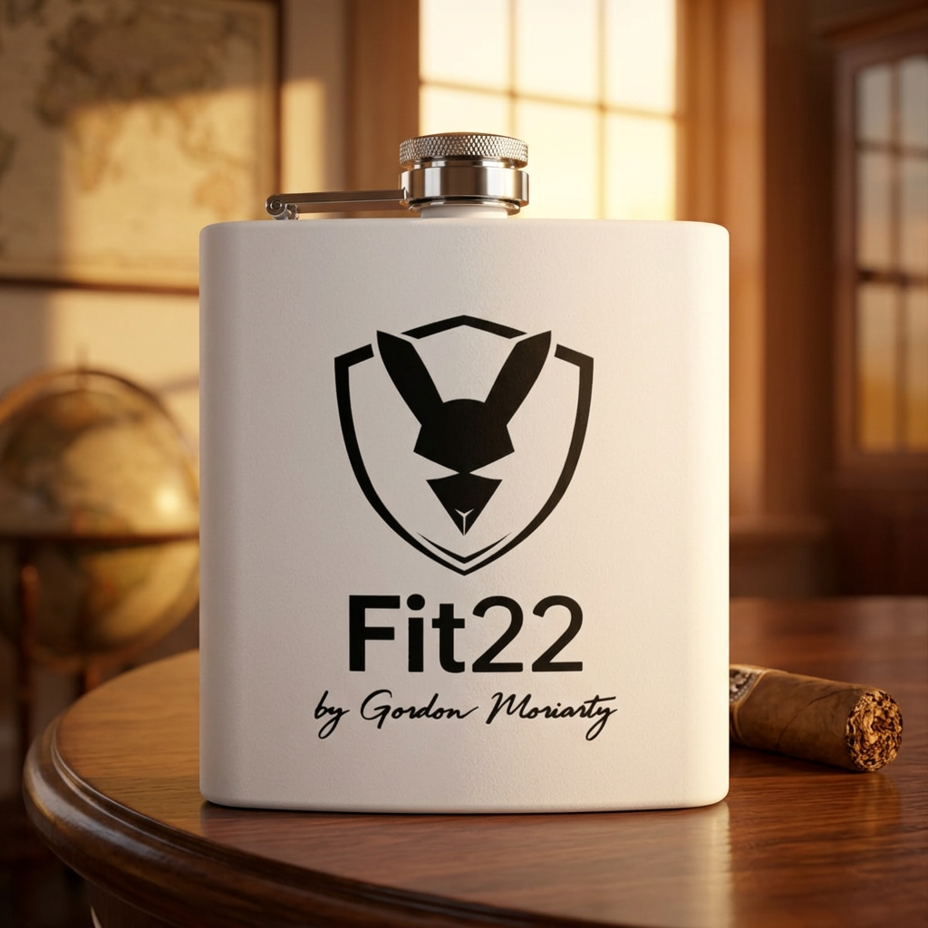 6oz Stainless Steel Flask — Fit22 Logo Flask by Gordon Moriarty