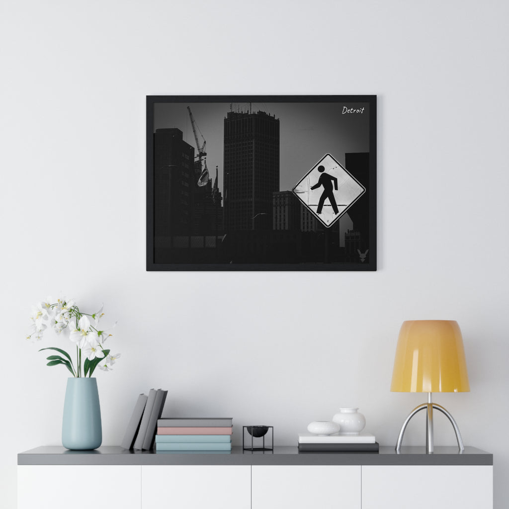 Detroit Cityscape Framed Poster — Noir Collection