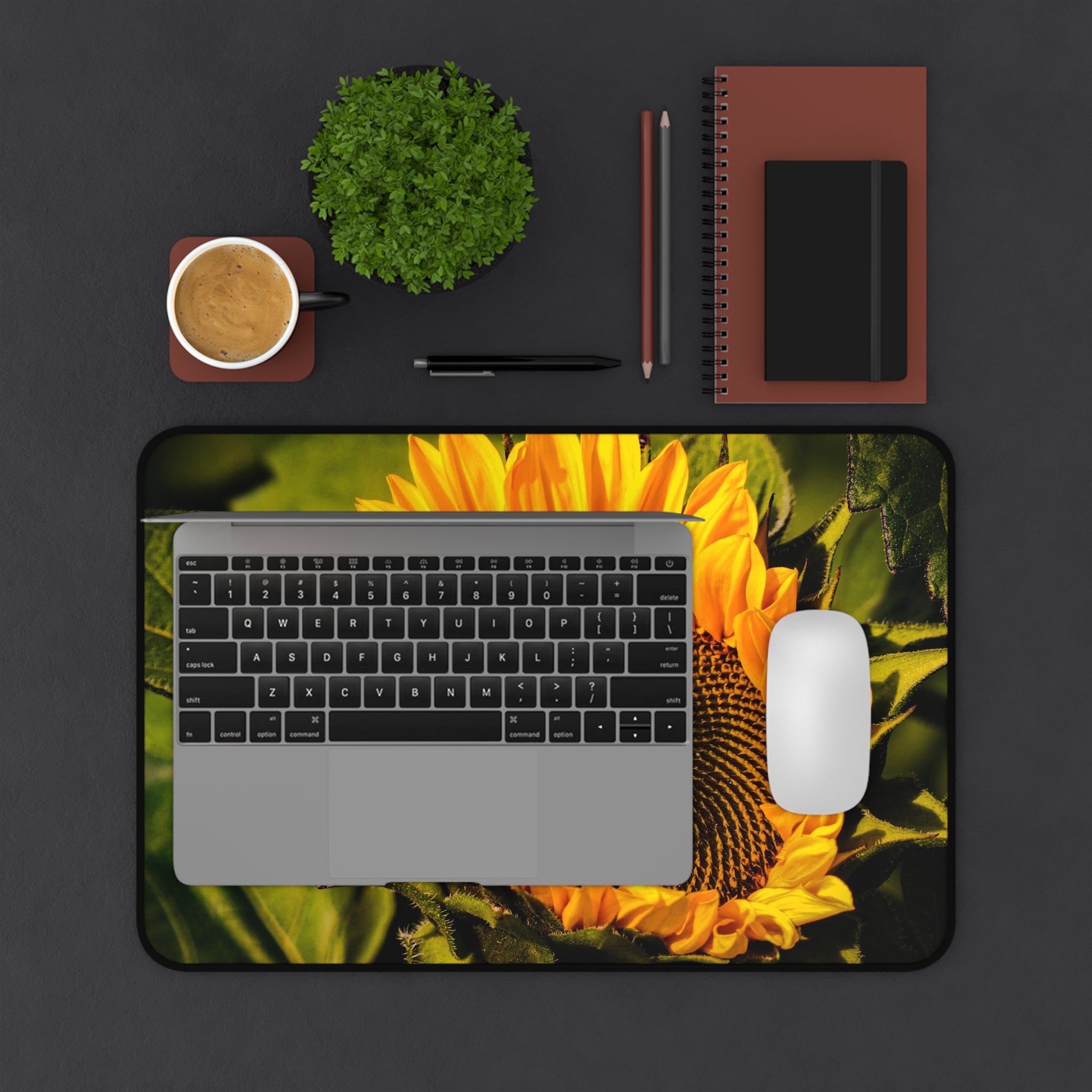 Sunflower & The Bee Desk Mat — Vibrant Botanical Mouse Pad for Home Office