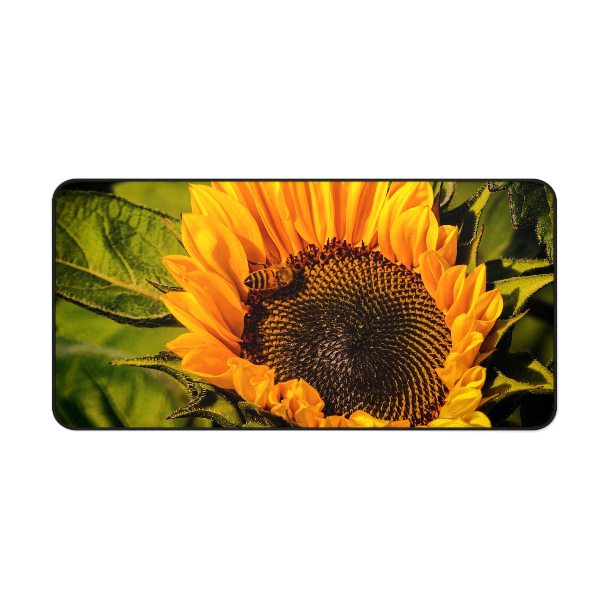 Sunflower & The Bee Desk Mat — Vibrant Botanical Mouse Pad for Home Office