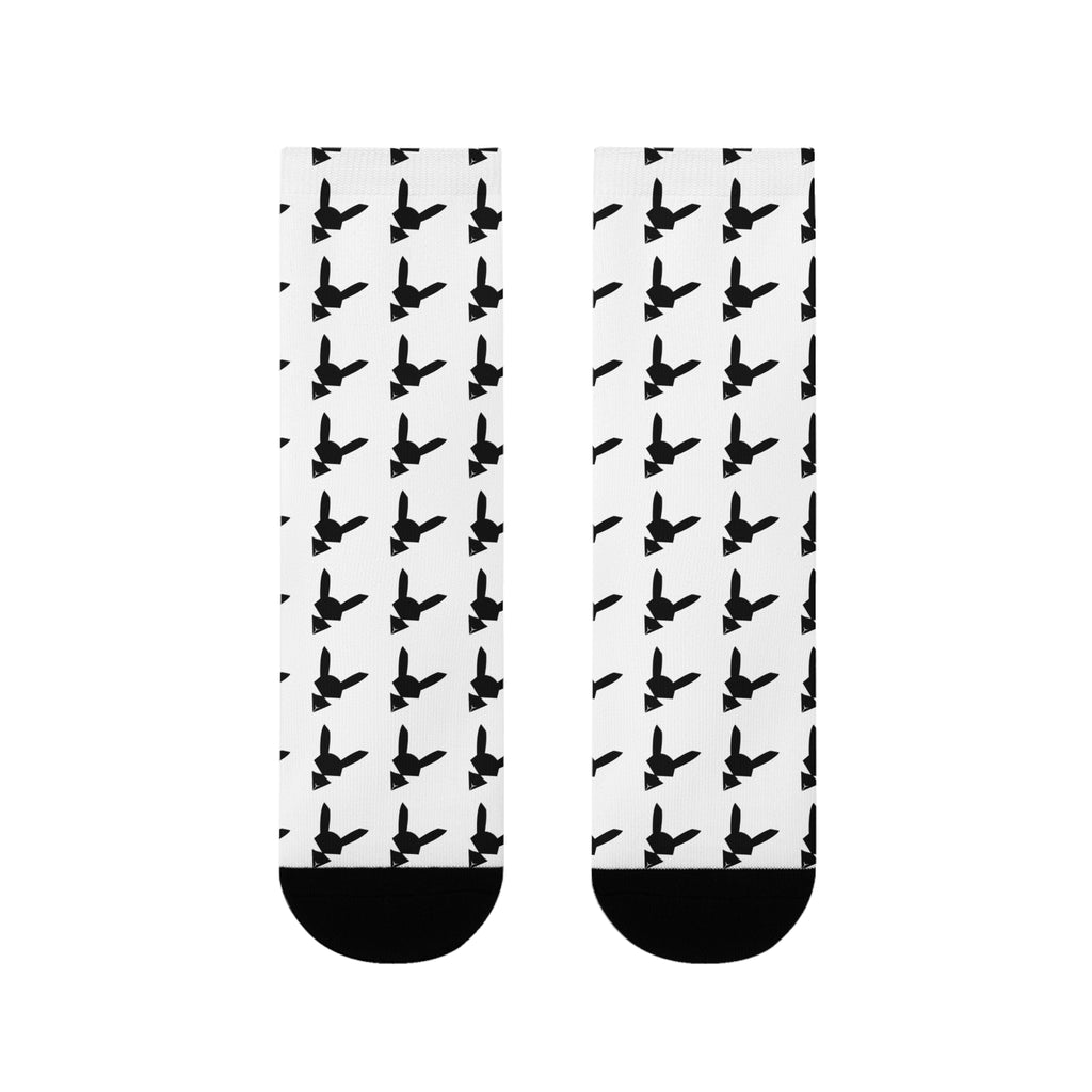 Flagship Logo White Cushioned Crew Socks — Sublimated Cotton Blend Crew Socks