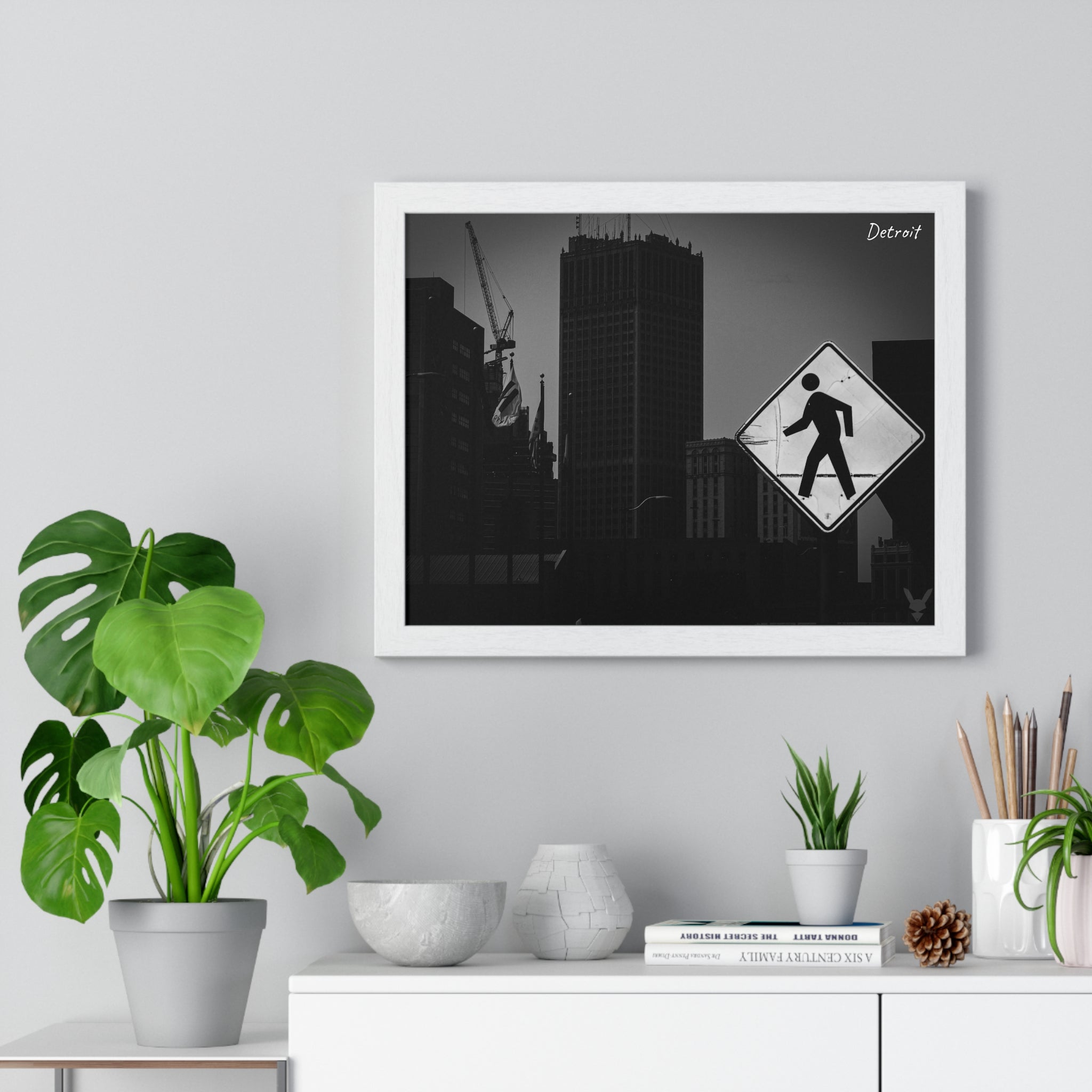Detroit Cityscape Framed Poster — Noir Collection