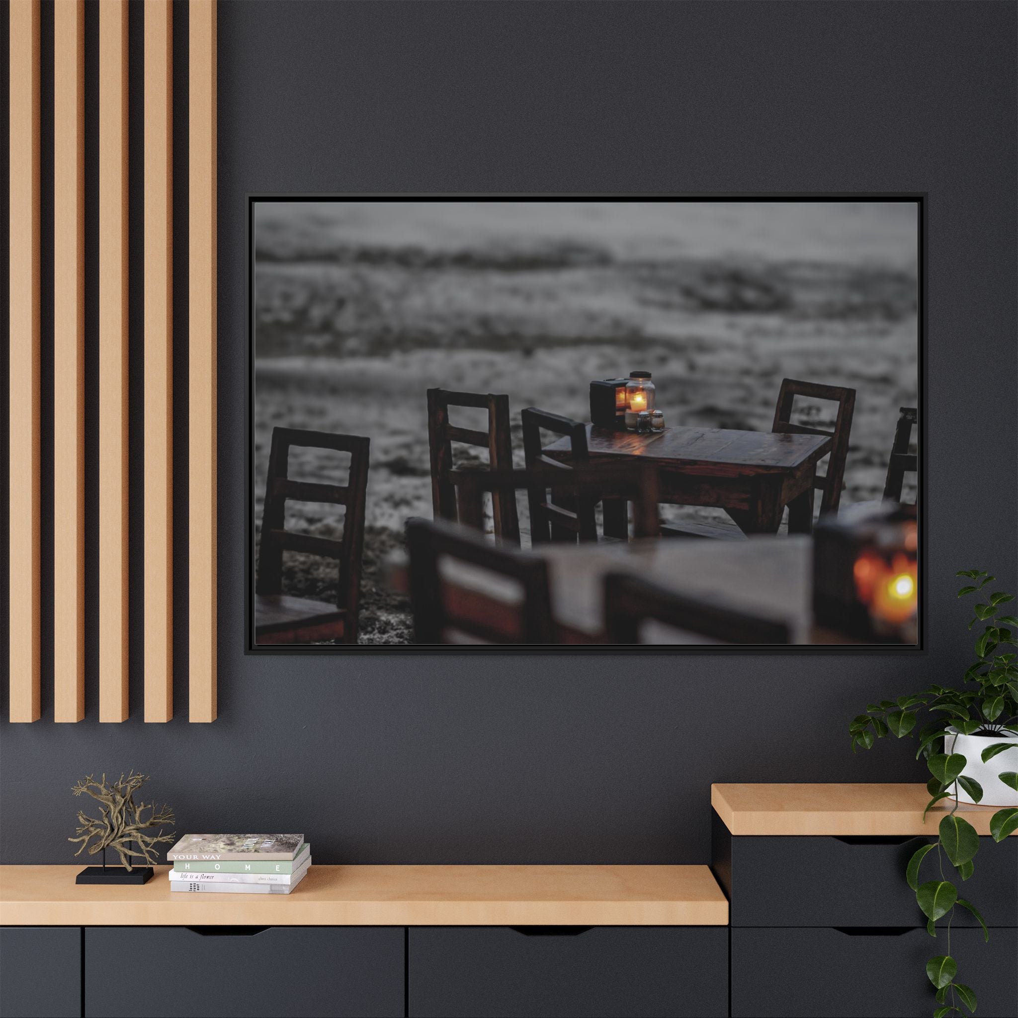 Cozy Candlelit Beachside Tables in Playa Del Carmen, Mexico - Fram Matte Canvas