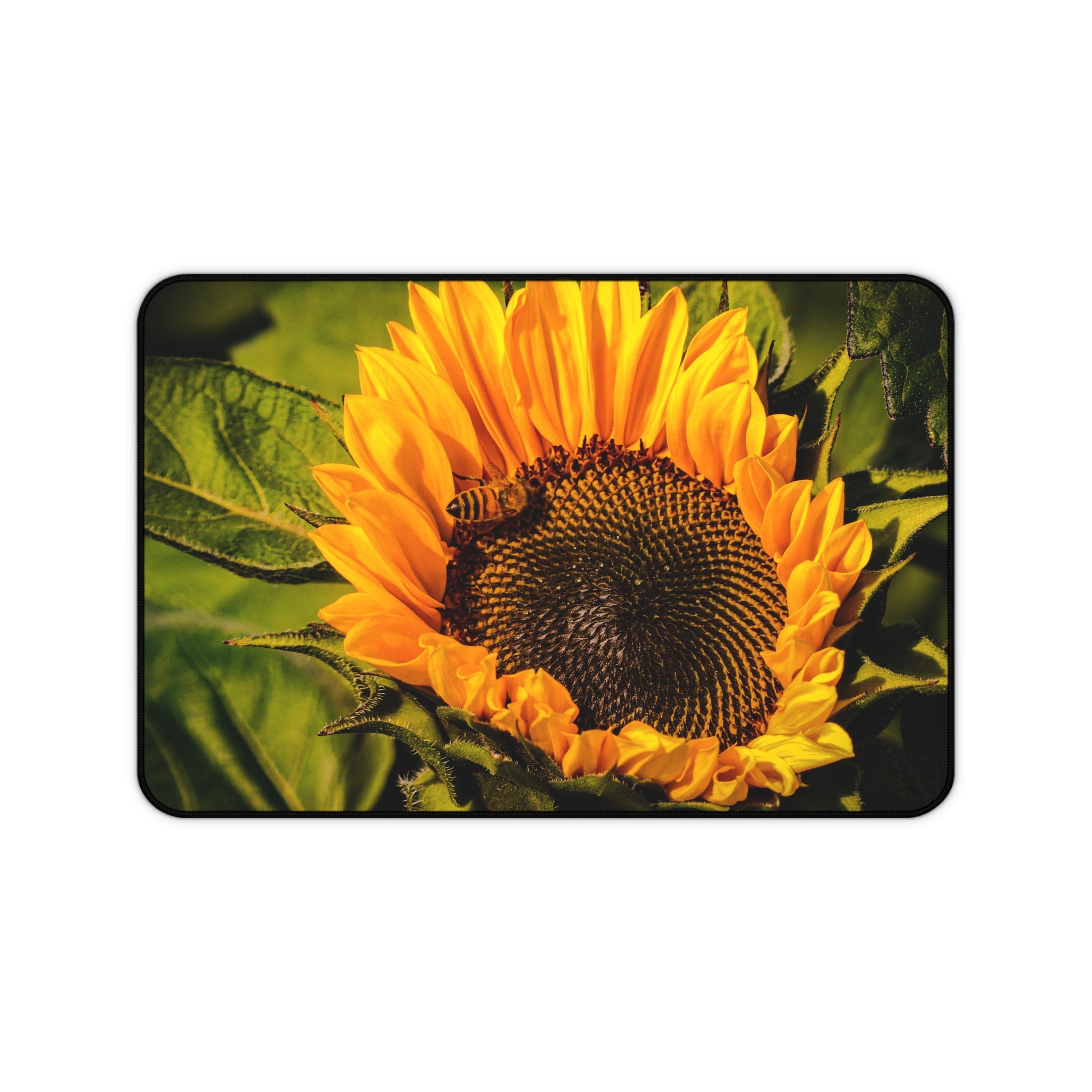 Sunflower & The Bee Desk Mat — Vibrant Botanical Mouse Pad for Home Office