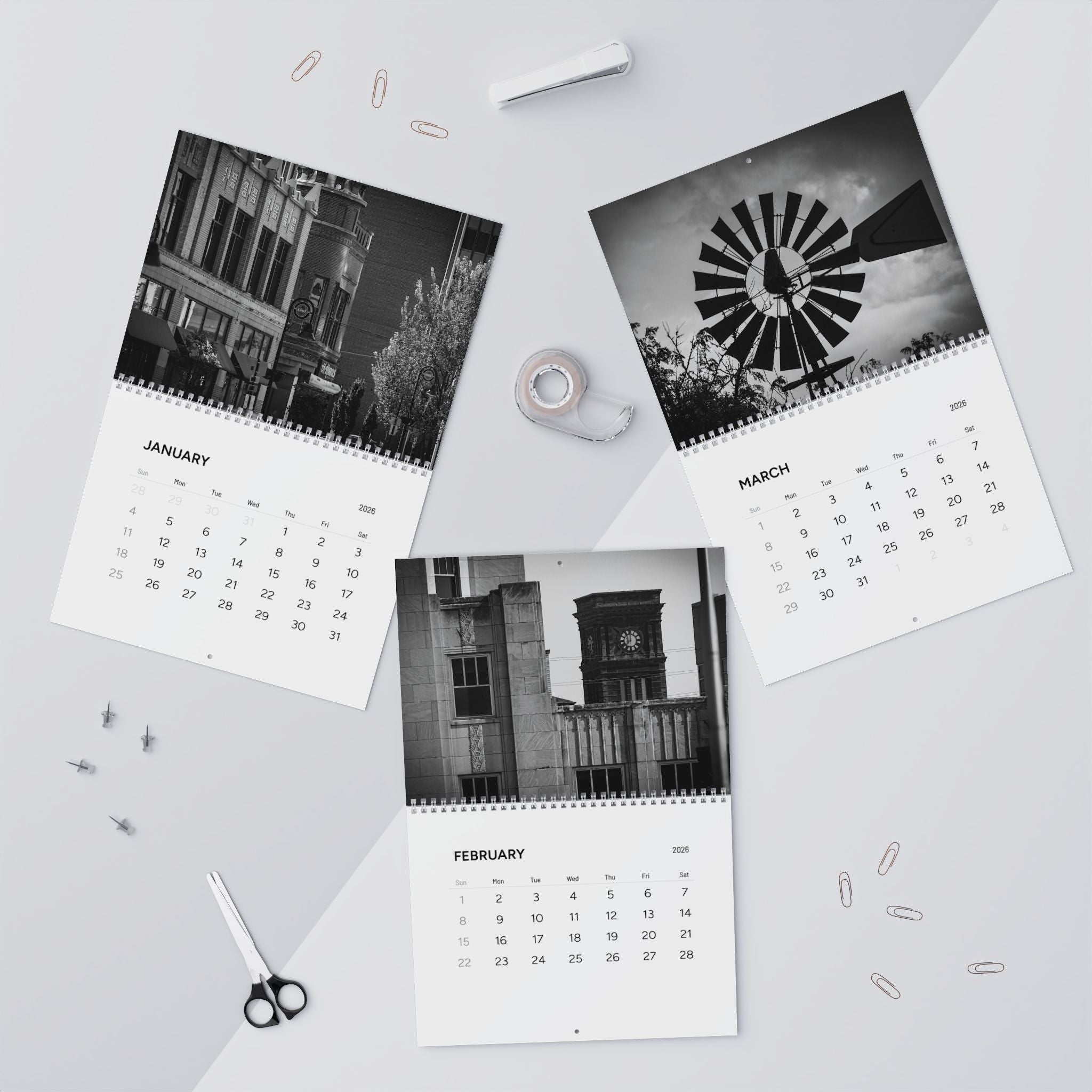 2026 Hometown Noir Wall Calendar — Rockford, IL