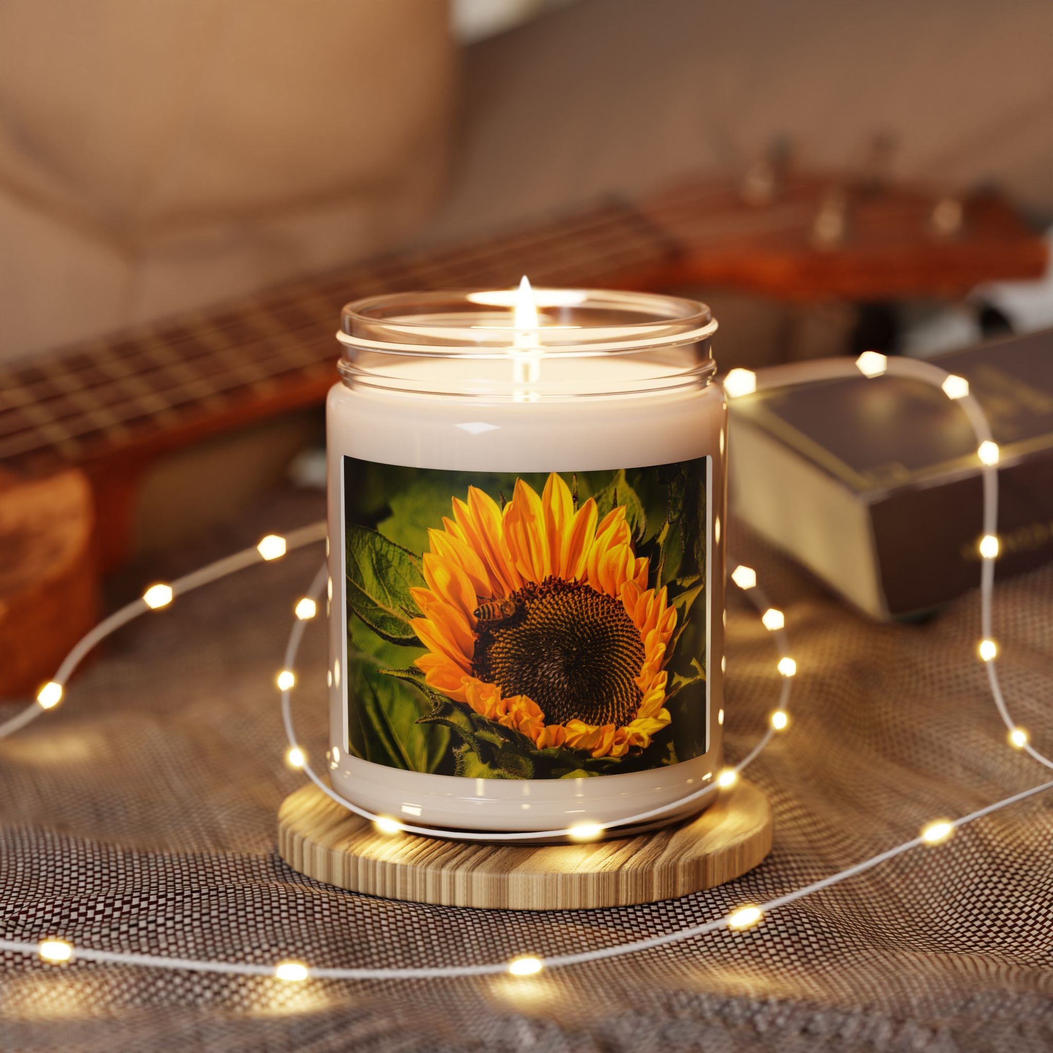 Sunflower themed Soy Candle — 9oz Floral Aroma Jar