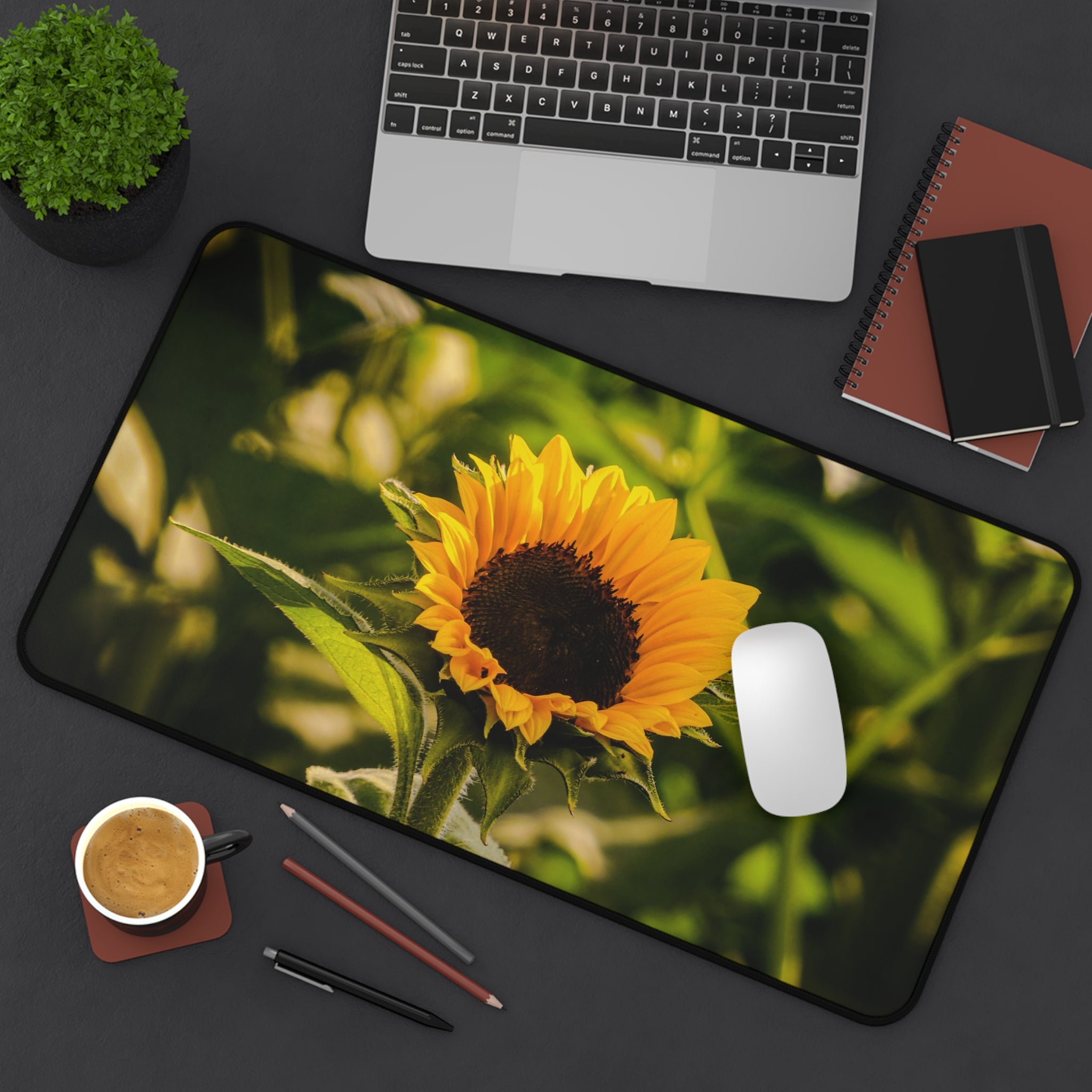 Sunflower Desk Mat — Floral Office Mouse Pad