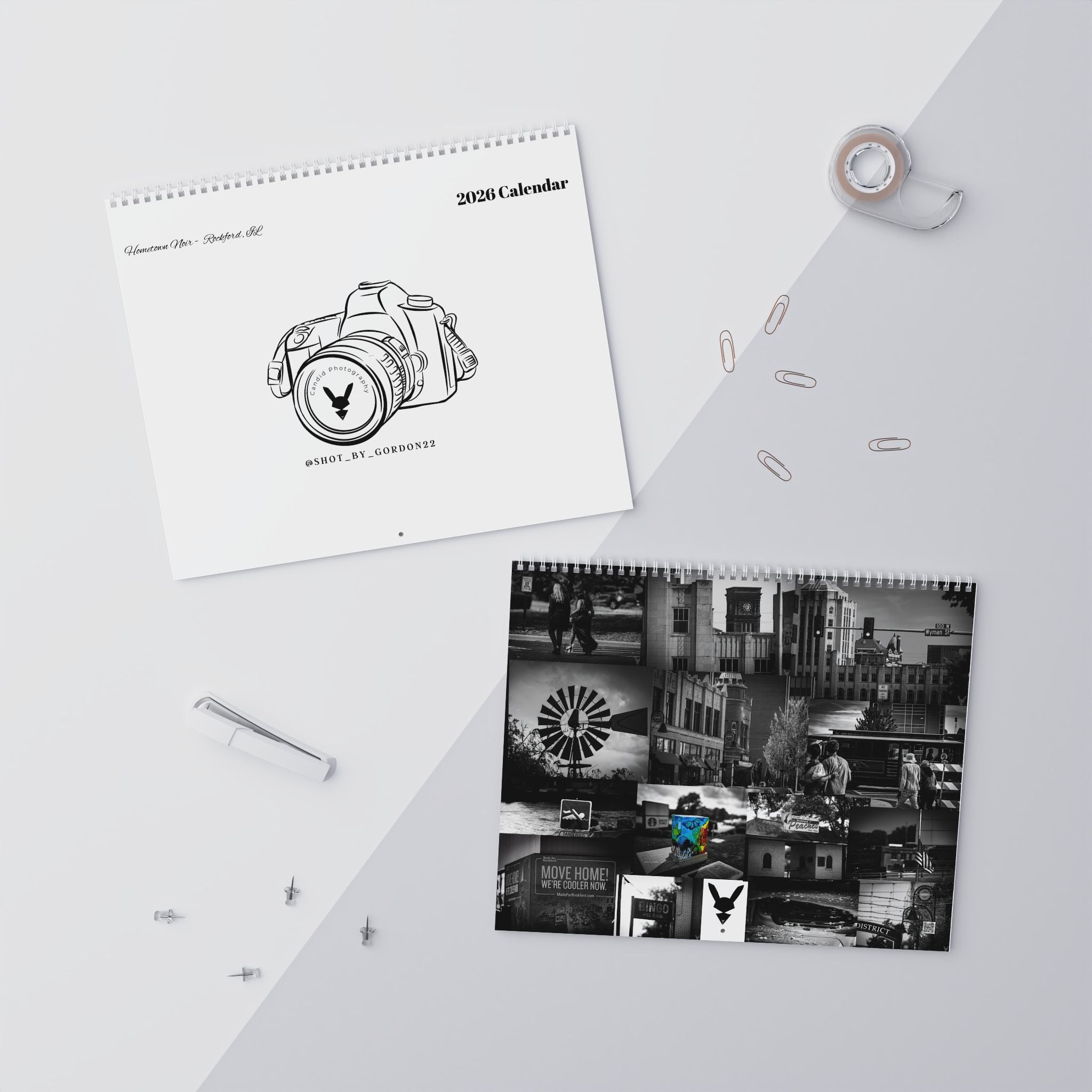 2026 Hometown Noir Wall Calendar — Rockford, IL
