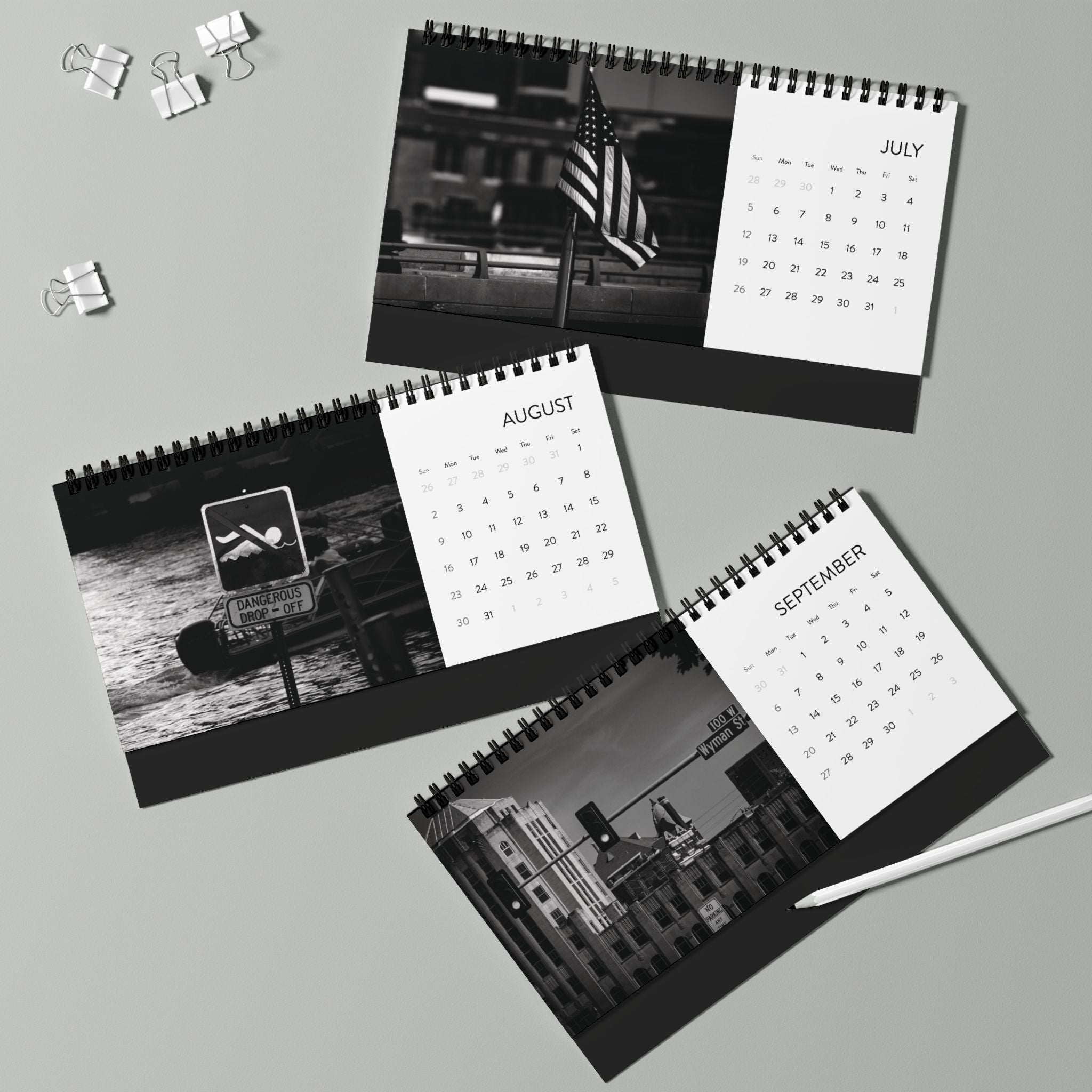 2026 Hometown Noir Desktop Calendar — Rockford, IL