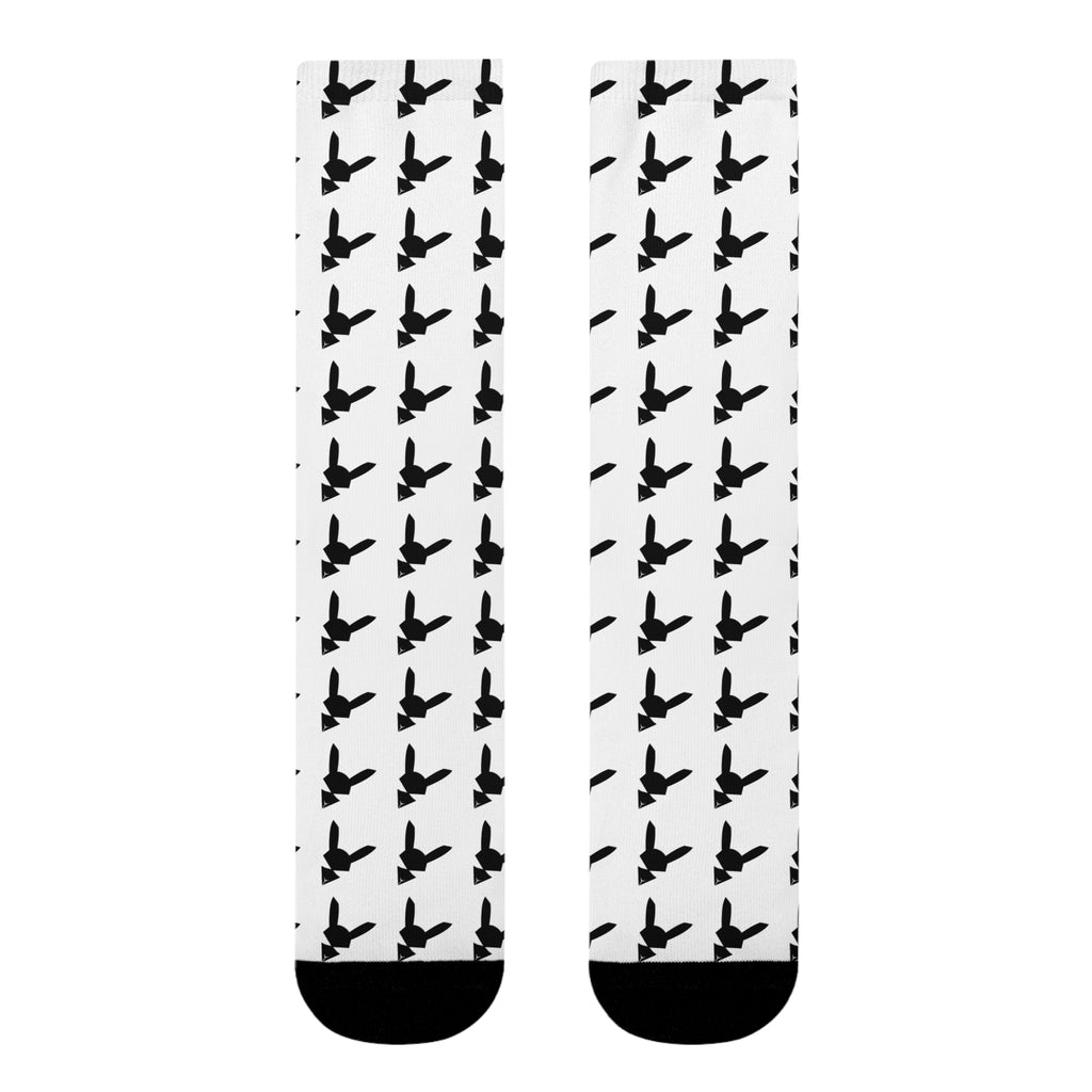 Flagship Logo White Cushioned Crew Socks — Sublimated Cotton Blend Crew Socks