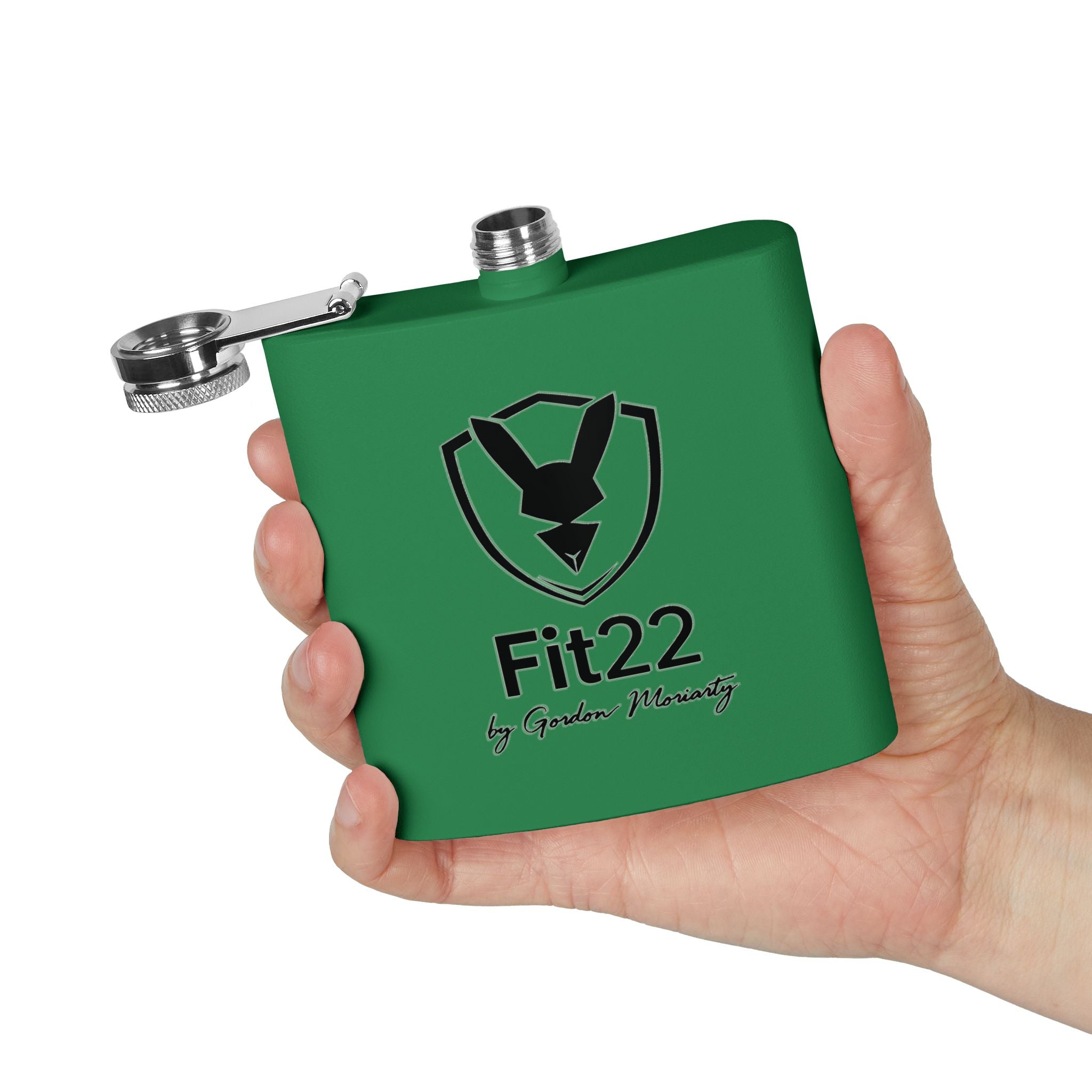 6oz Stainless Steel Flask — Fit22 Logo Flask by Gordon Moriarty